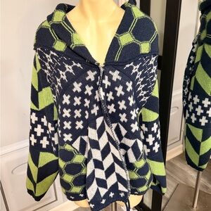 SHEIN Blue and Green Patterned Cardigan